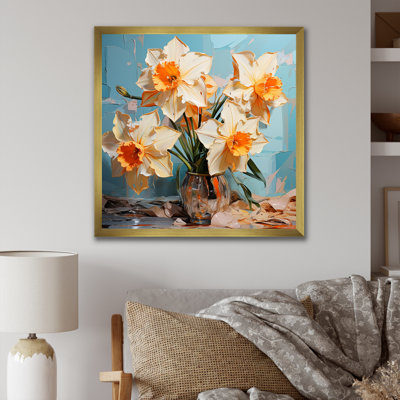 Jonquilles fleuries avec un pinceau féroce