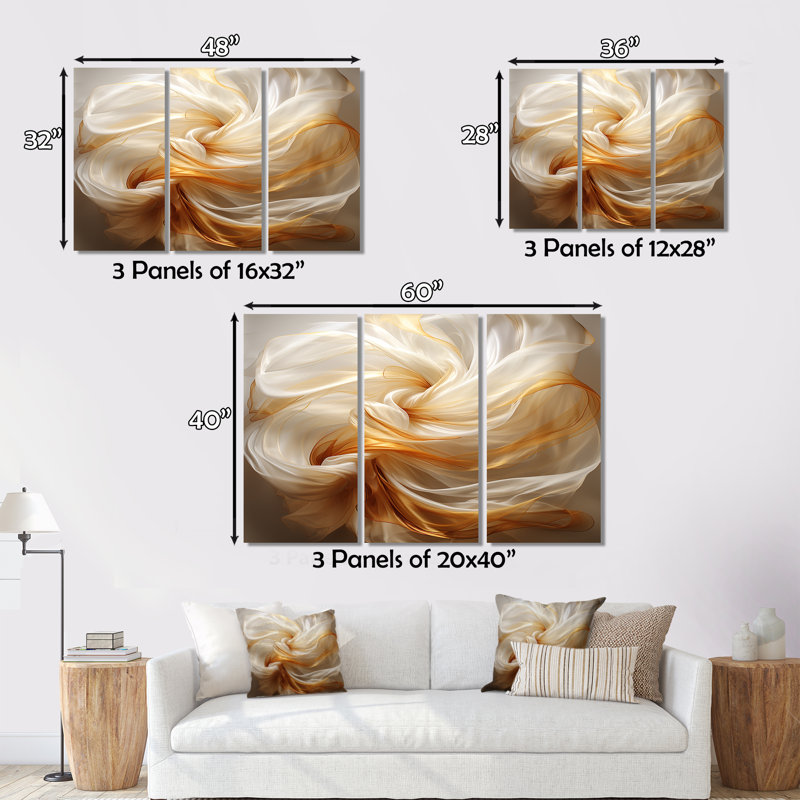 Toile abstraite, décor de vagues liquides orange - Chottu, H 40 po x l 60 po x P 1 po