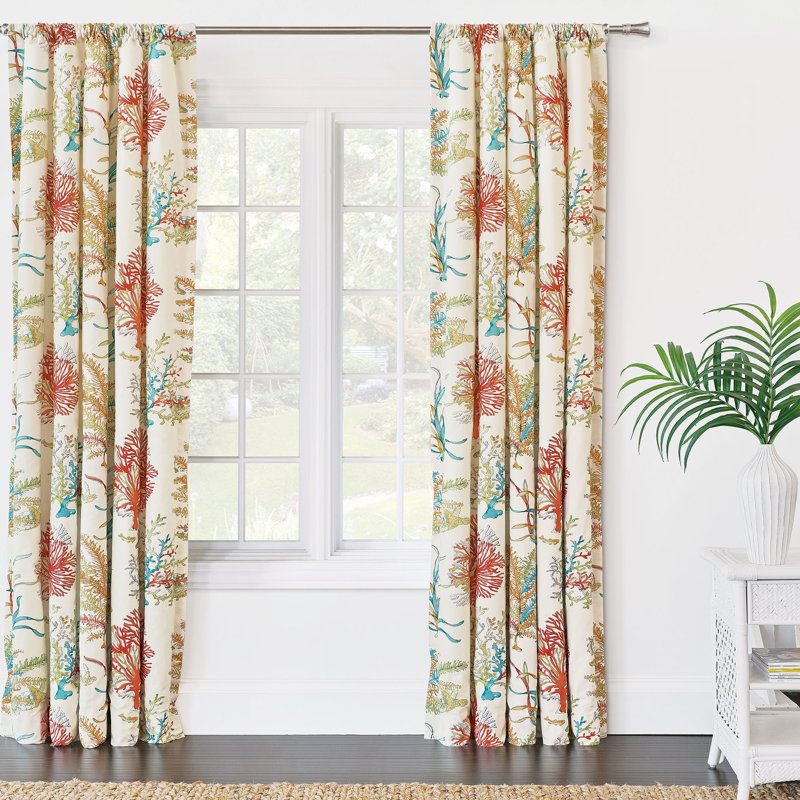 Maldive 100% Cotton Room Darkening Curtain Single Panel, 48" W x 96" L