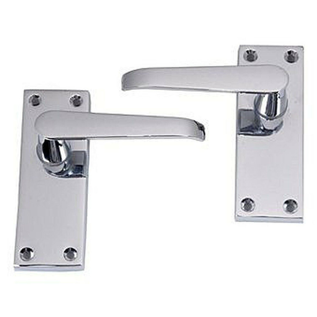 5 Pair Victorian Straight Lever Latch Handles in Polished Chrome Finish - 120mm x 40mm
