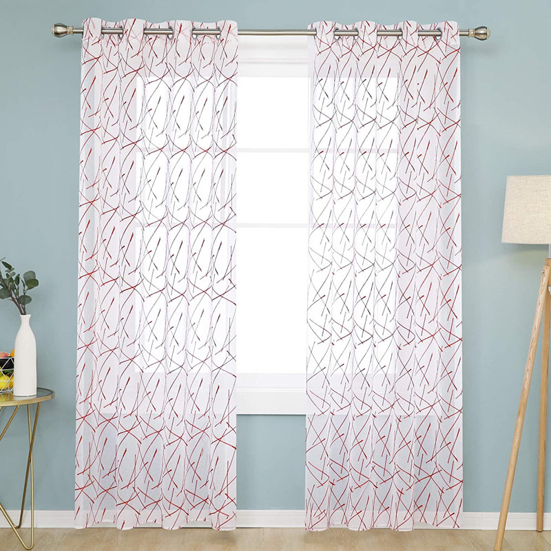 Aleksey Sheer Curtain Pair, 140 W x 180 D cm, Orange