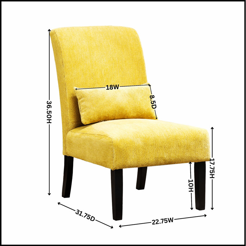 Pisano Contemporary Chenille Fabric Armless Accent Chair with Pillow, Luxurious Comfort and Modern Design for Any Room