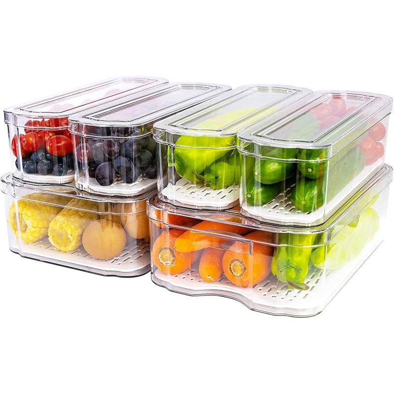 6 Pack Clear Freezer Organizer Bins with Lids for Kitchen