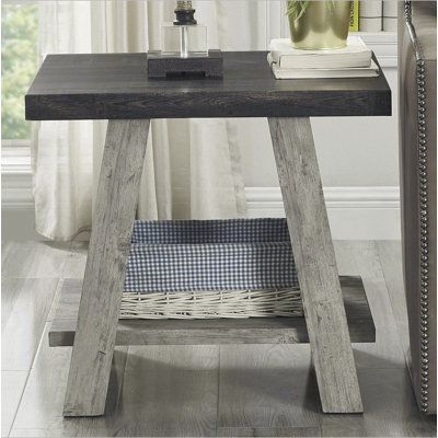 Table de bout en bois noyer vieilli
