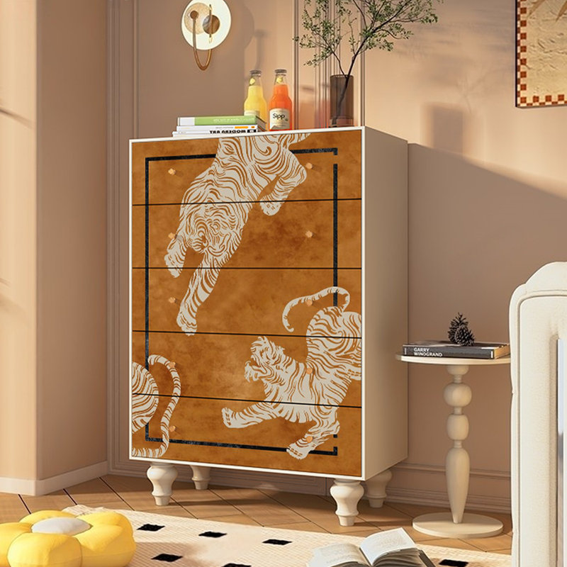Commode décorative à cinq tiroirs Retro, Blanc