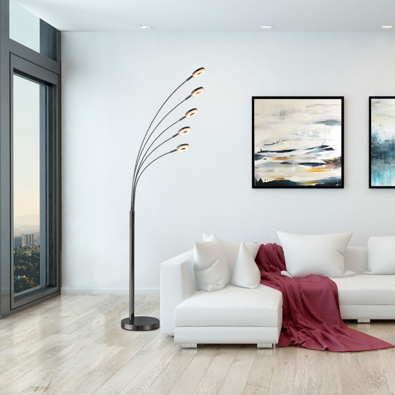 73" LED Tree Floor Lamp, Brushed Black Steel