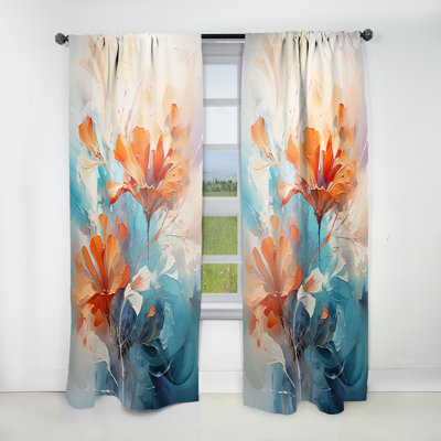 Gotzon Beige And Blue Whispering Breeze I - Impressionism Curtain - Velvet Room Darkening - 1 panel
