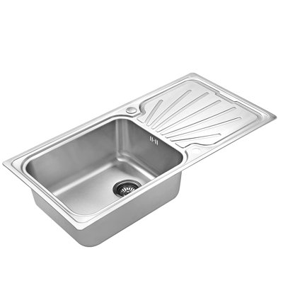 Belfry Kitchen Kansas 50mm W Single Bowl Stainless Steel Drop-In Kitchen Sink with 2 Faucet Holes