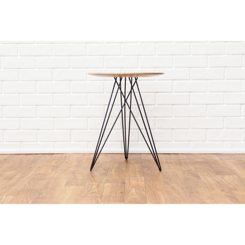 Hudson Solid Wood Top End Table, Maple, Black