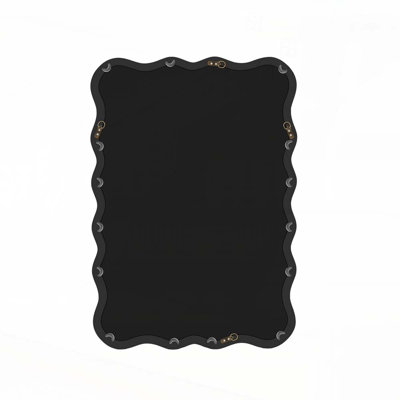 Solid Wood Wavy Rectangle Mirror, Black