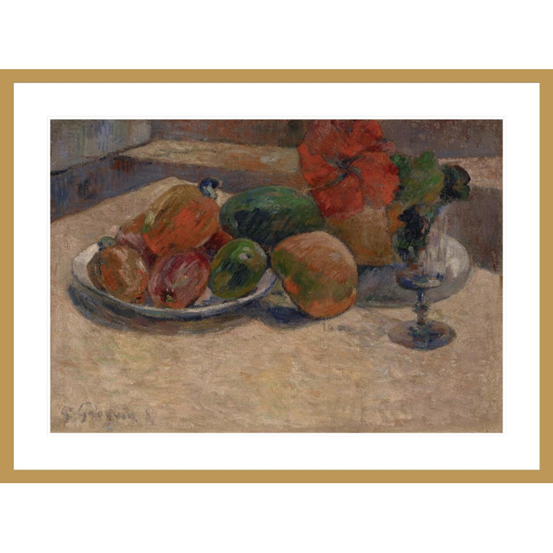 Nature morte avec des mangues et une fleur d'hibiscus par Paul Gauguin - Impression sur toile encadrée