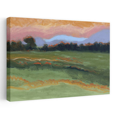 Contemporary Art Abstract Impressionist Contemporary Horse Landscape Mountain Wall Art by Janel Bragg - Wrapped Canvas Print