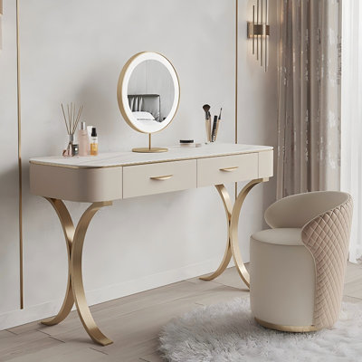 51.18"Luxury Cream-Style Solid Wood Vanity Set
