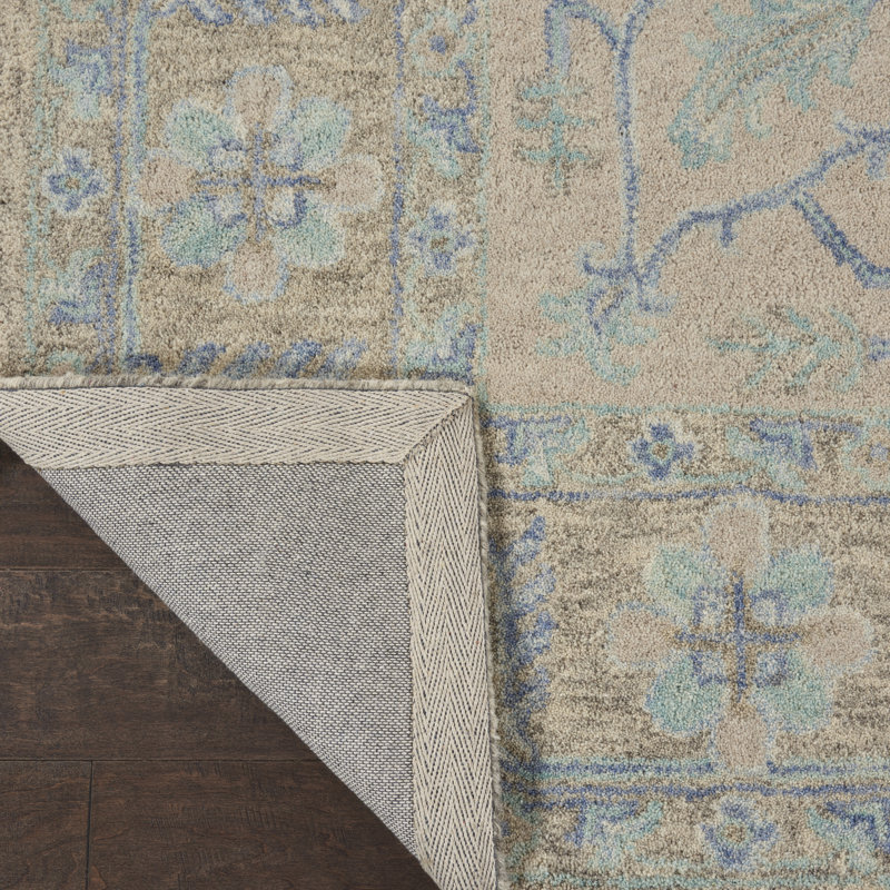 Tapis traditionnel gris fait à la main Heath, Rectangle 7 pi 9 po x 9 pi 9 po