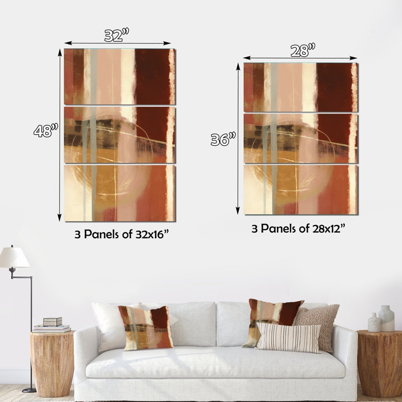 Chocolat brun élémentaire I - ensemble d'art mural abstrait sur toile, H 36 po x l 28 po x P 1 po
