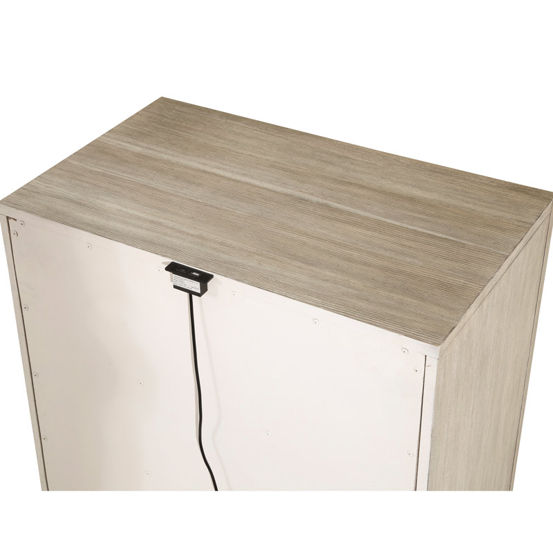 Armoire de chevet moderne à 3 tiroirs avec port de charge gris pour chambre à coucher, quincaillerie en métal fini, glissières de roulement, poignées en placage de bois de frêne, H 28 po x 17,5 po