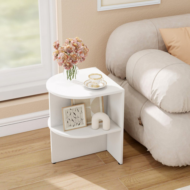 Table de bout demi-ronde avec tablettes ouvertes pour les petits espaces