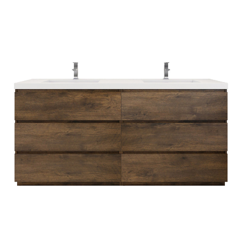 Ensemble de meuble-lavabo double 72 po Boularderie, Bois de rose
