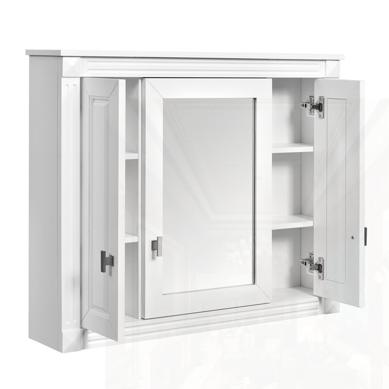 Armoire à pharmacie murale avec 4 tablettes, Blanc