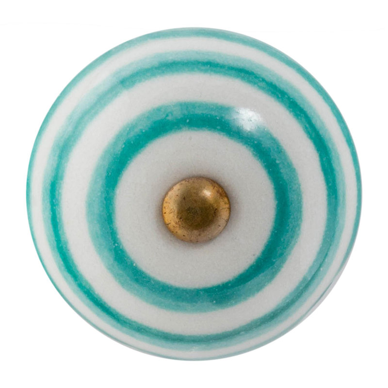 Nicola Spring - Round Ceramic Cabinet Knob, Turquoise
