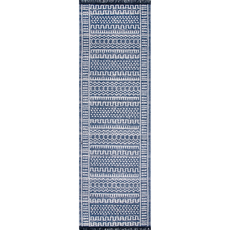 Tapis intérieur / extérieur bleu Myrasol, Tapis de couloir 2 pi 6 po x 6 pi 3 po