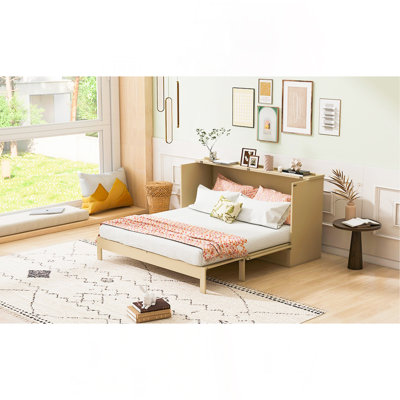 Full Size Murphy Bed With Large Drawers, Gold