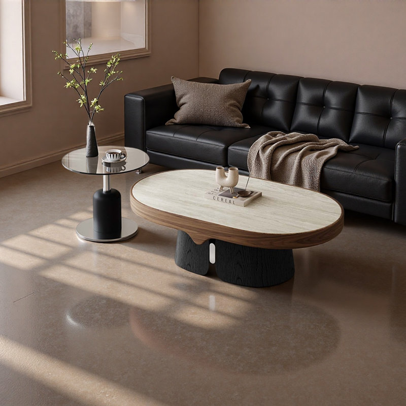 Ensemble de table basse ovale Rockboard et verre