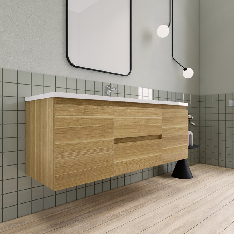 Alcester 59.2'' Single Bathroom Vanity with Resin Top, White Oak