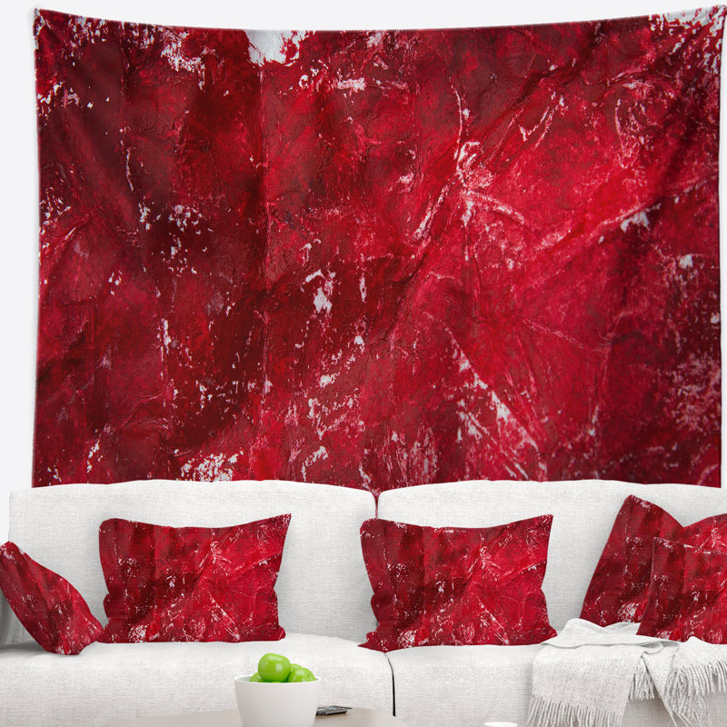 Tapisserie rouge abstraite de texture, H 68 po x l 80 po