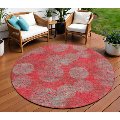 Tapis rond lavable à pois 8 po
