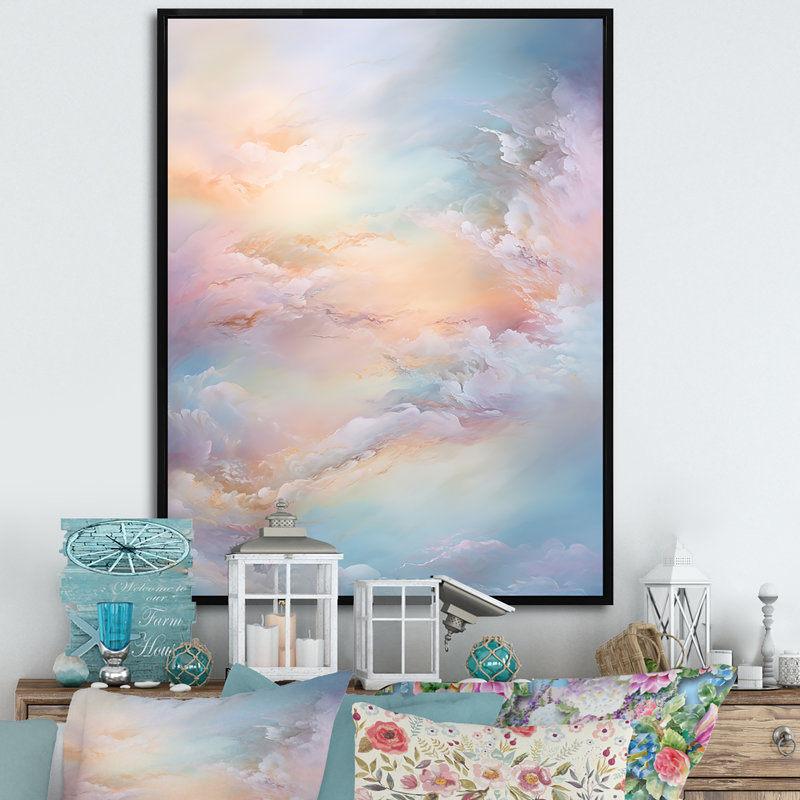 " Clouds Charm Liquid Art III ", 32" H x 24" W x 1" D, Black Floater Framed