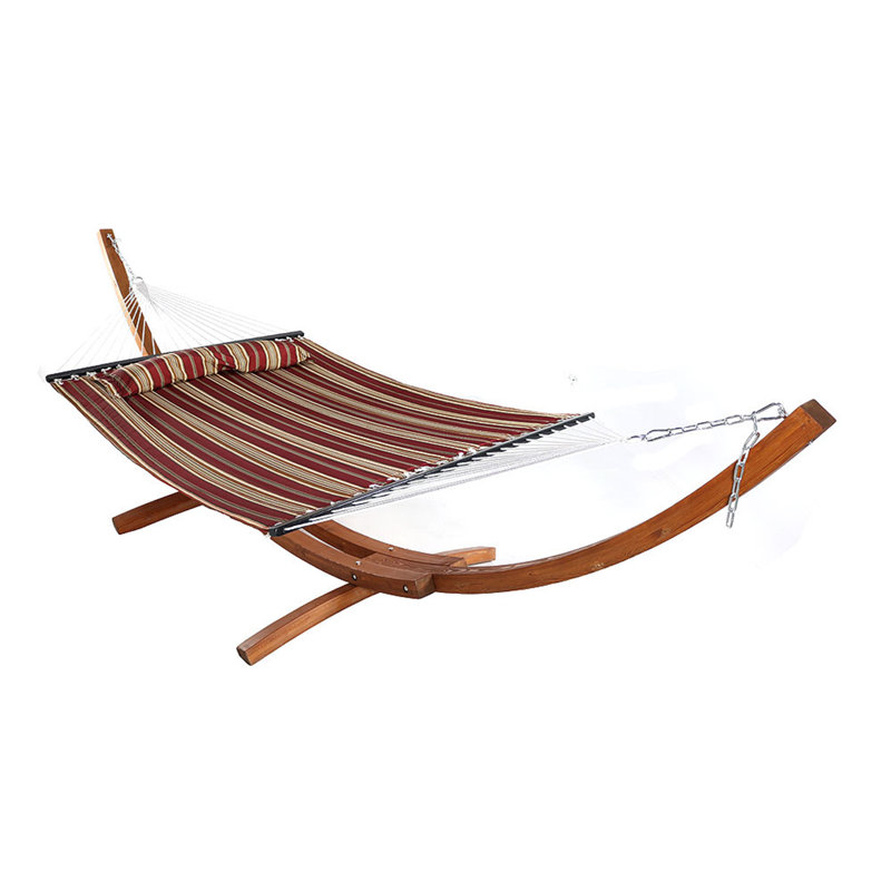 Hamac avec barre d'écartement en polyester pour 2 personnes West Hewish, H 48 po x l 55 po x P 156 po, Rouge/brun