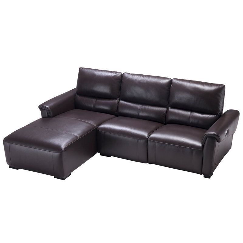 Minnich Upholstered Power Reclining L-Shaped Sectional, Brown, Left Hand Facing