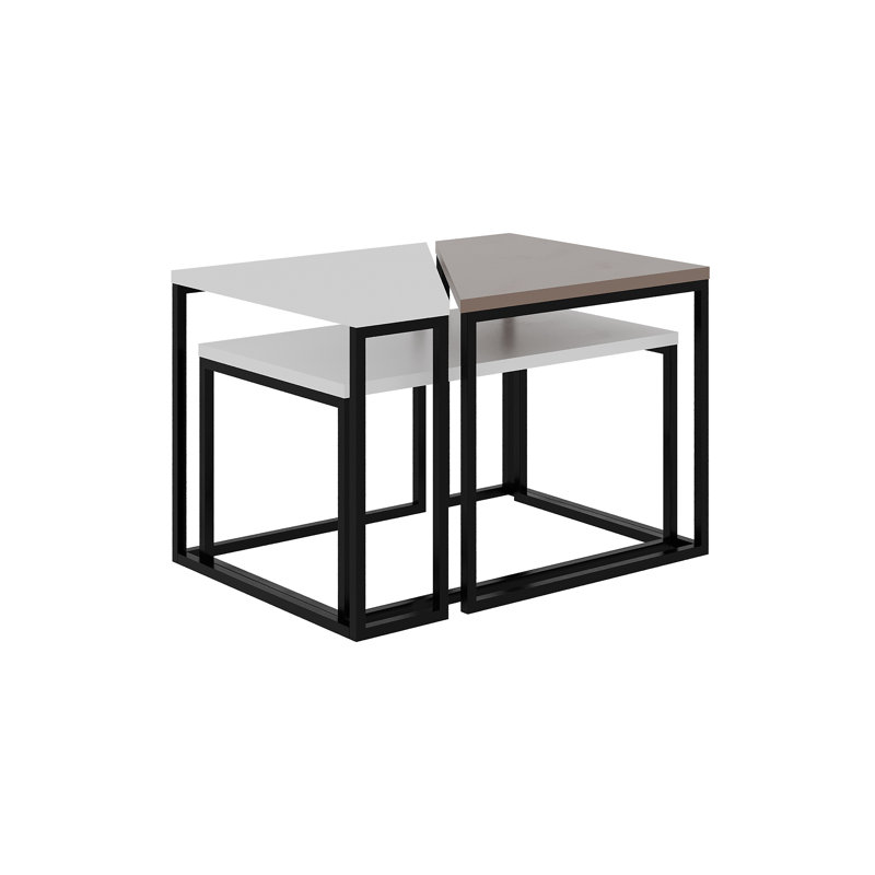 Edwinn Frame Coffee Table, White/Mocha