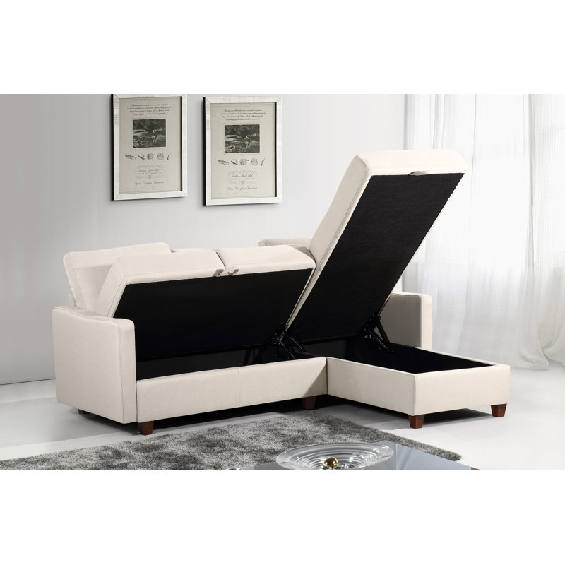 Canapé modulaire réversible avec rangement, Polyester beige