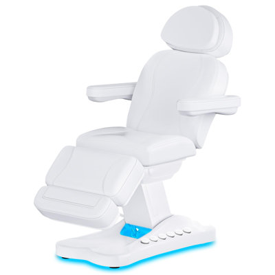 3-Motor Electric Massage Bed with Adjustable Height, Backrest & Leg Rest, Professional Spa Massage Table with Remote, Foot Control & LED Buttons,White