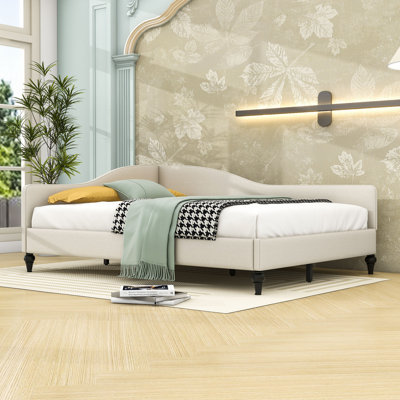 Linen Upholstered L-Shaped Daybed with Semi-Enclosed Design by Alcott Hill