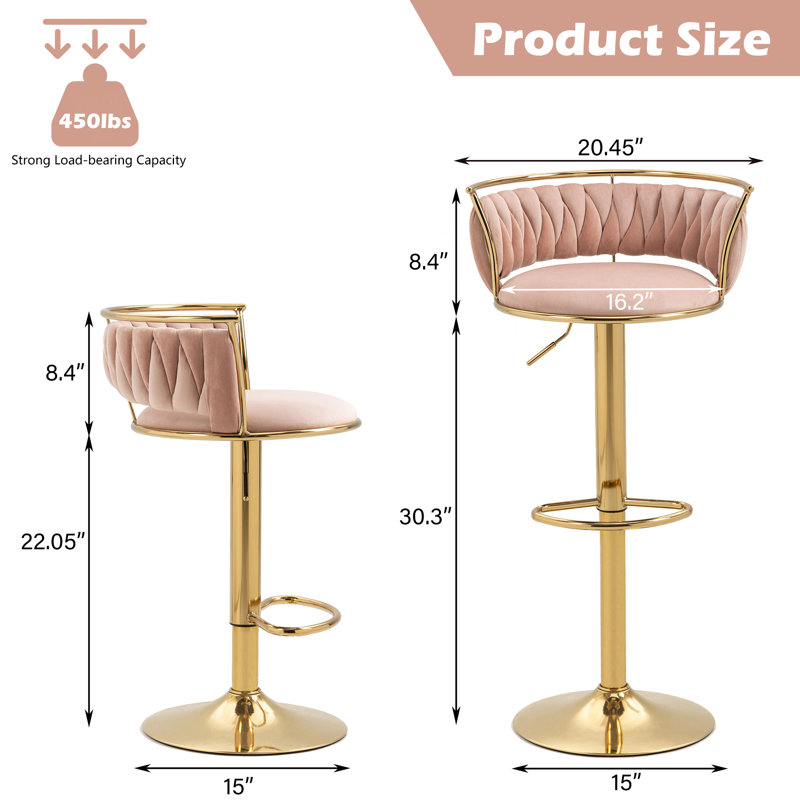 Tabouret de bar Christal, Or, Pink