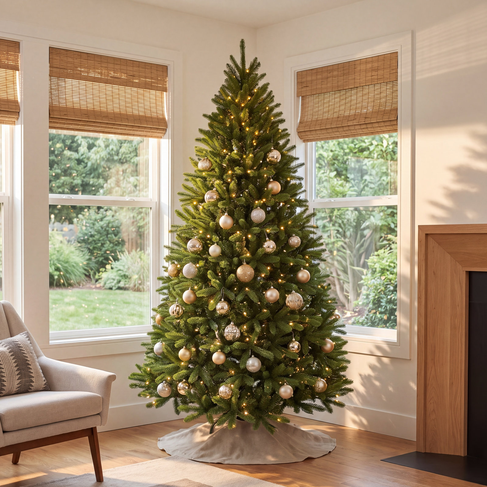 Pre-Lit Spruce Christmas Tree, 7.5' H