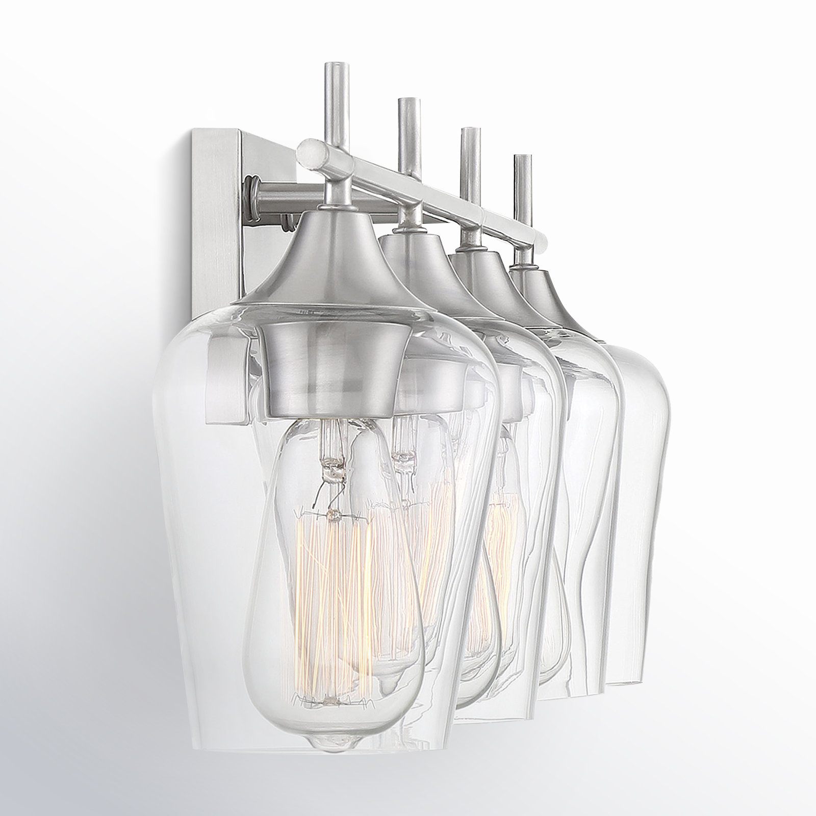 Breena 4-Light Dimmable Vanity Light, Clear, Satin Nickel