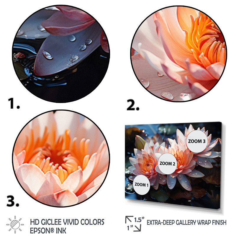 «Maamoun Asian Art Lotus Pond V», reproduction d'art sur toile, H 34 po x l 44 po x P 1,5 po, Cadre photo noir