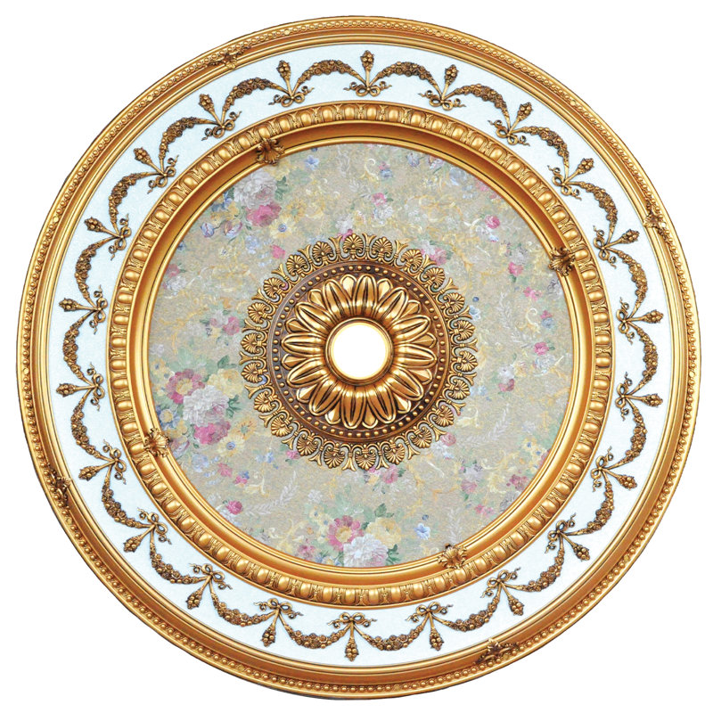 ART15-CF1-080 Round Ceiling Medallion, Gold/Beige