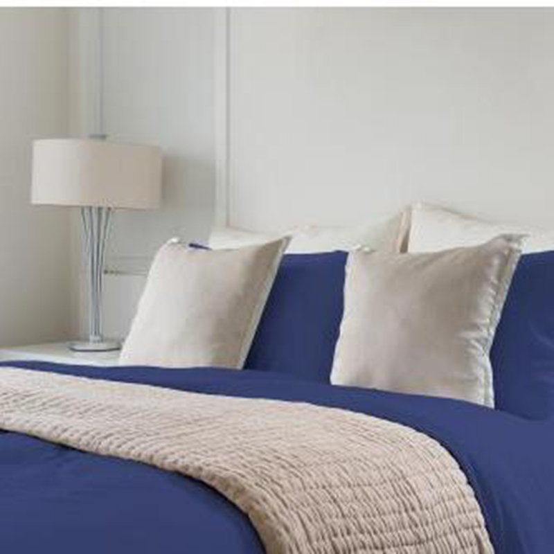 Ensemble de draps 4 pièces Deluxe Soft 100% viscose, Ensemble de draps pour grand lit avec 2 taies d'or, Bleu très foncé