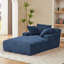 Chaise longue en velours côtelé bleu, sans assemblage, siège simple, tissu doux, ensemble de ressorts, salon surdimensionné ergonomique pour la détente au bureau et maison de retraite