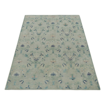 Block Print Floral Area Rug