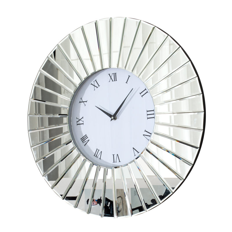 Horloge murale ronde en verre, H 32 po x l 32 po x P 1 po