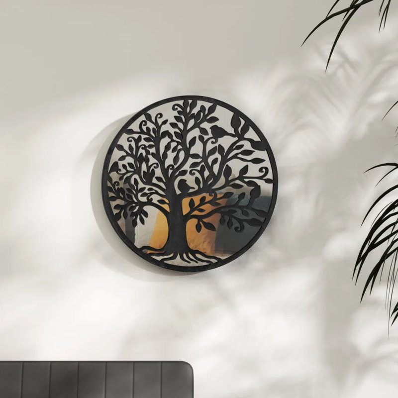 Crooke Metal Flat Wall Mirror, 40cm H x 40cm W, Black