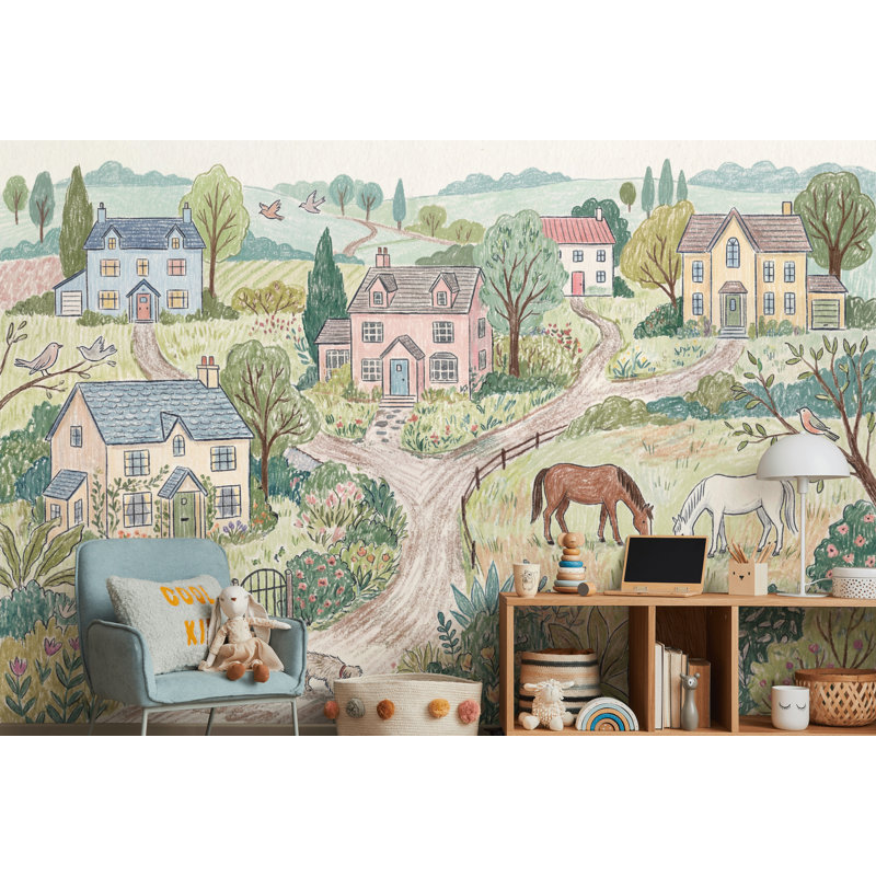 Papier peint texturé papier pastel campagne, Non tissé, 160 po x 108 po