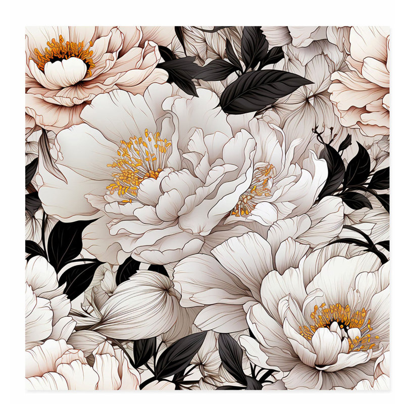 «Floral Luxe Peony II», reproduction d'art moderne sans cadre, H 12 po x l 12 po