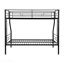 Lit superposé simple au dessus d'un lit double en métal, aucun sommier nécessaire, grand rangement sous le lit, assemblage facile